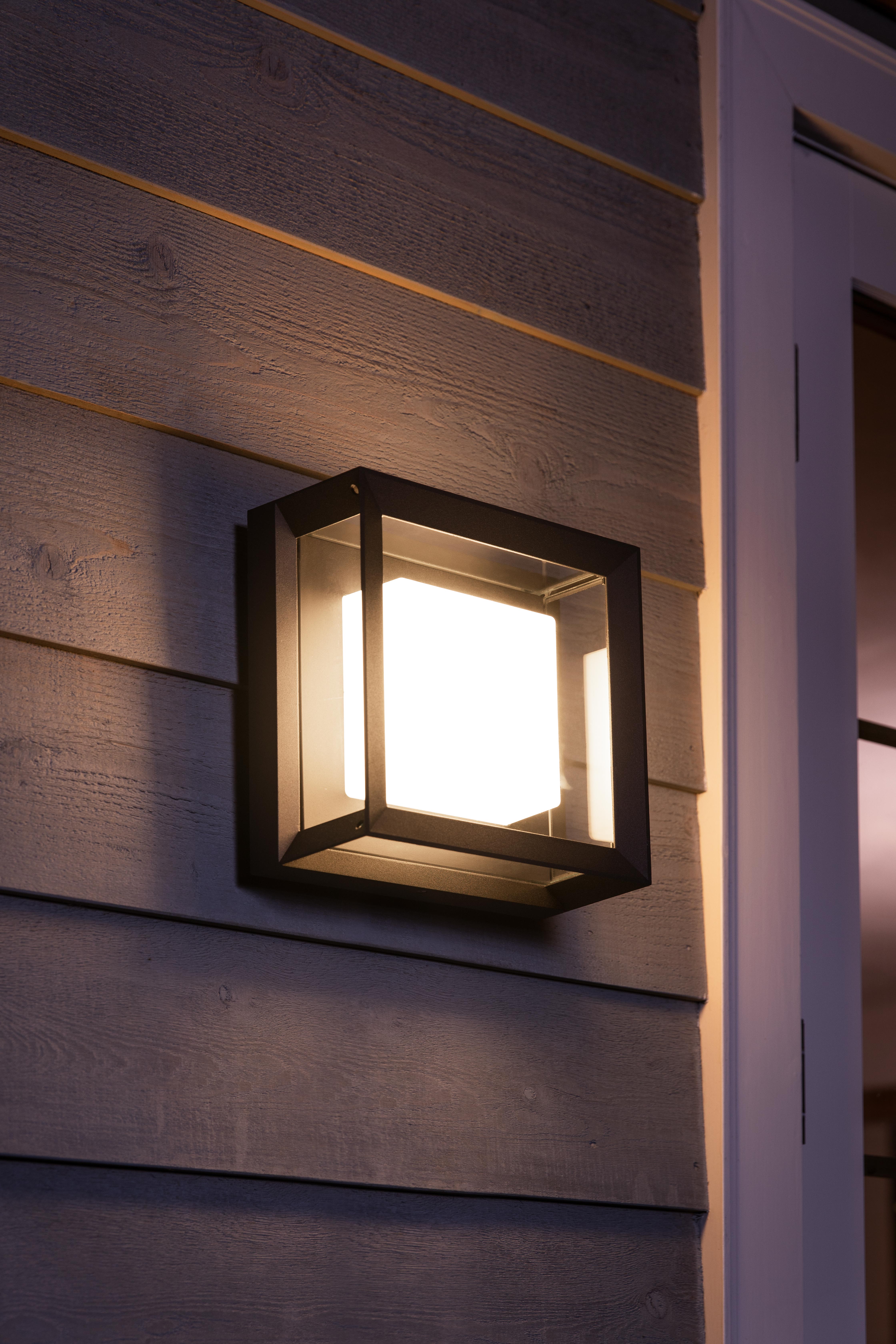 Warm architectural entry light on a timber wall