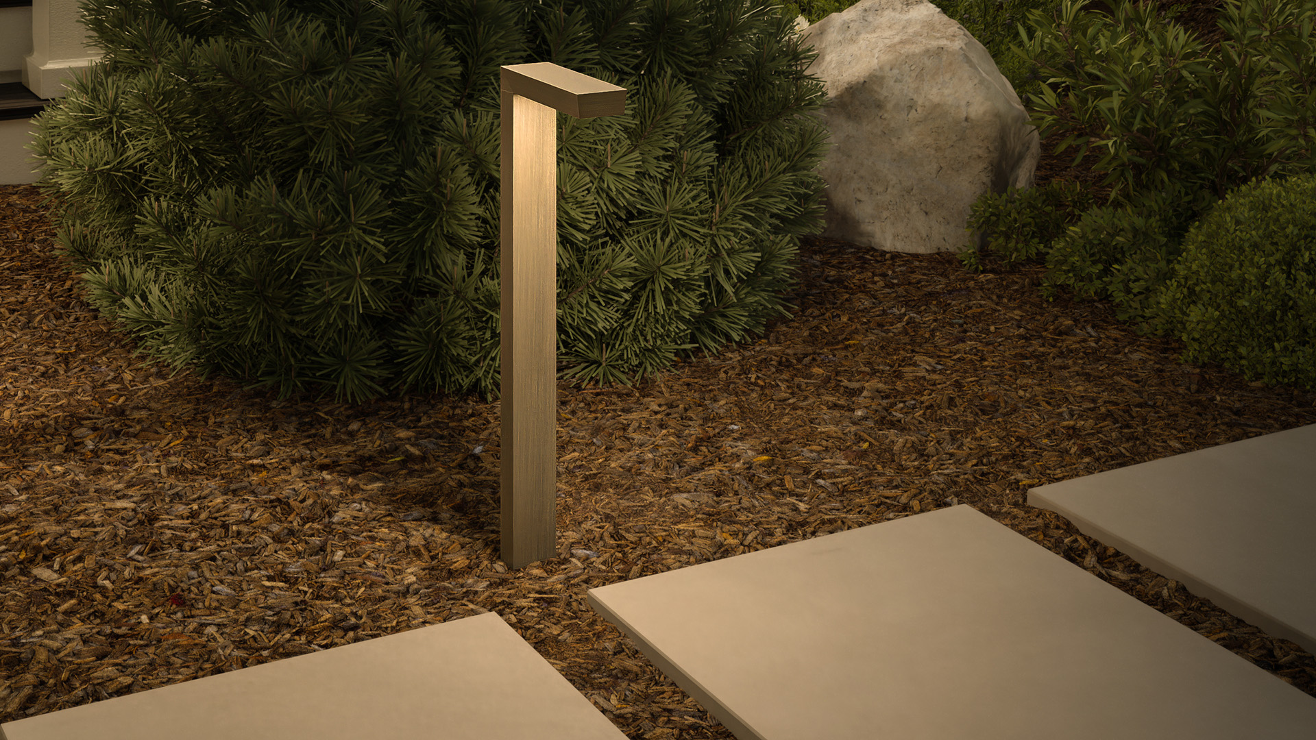 Kichler landscape lighting: 16261CBR30CBR Night Mid 1920x1080