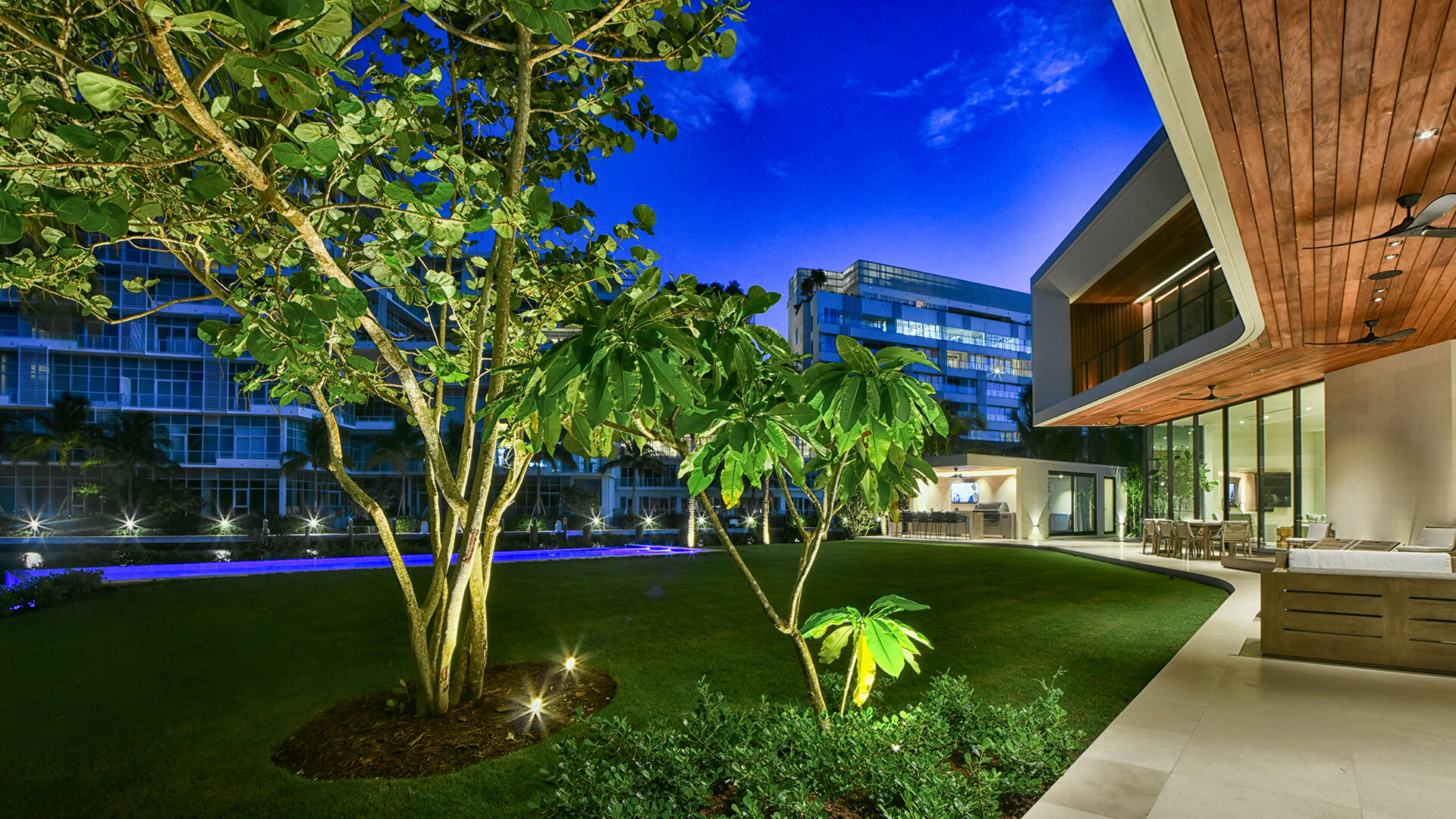 Kichler landscape lighting: Rear Sea Grape Tree View 1920x1080